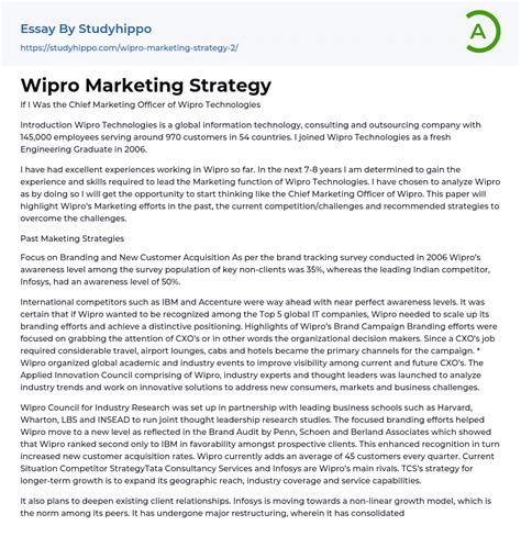 Wipro Marketing Strategy Essay Example StudyHippo