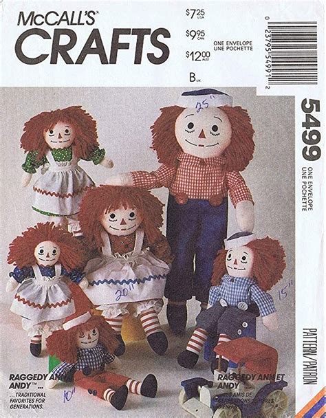 Raggedy Ann And Andy Doll Patterns Mccalls 8377 5499 2447 846 Or 713 Makes 10 15 20