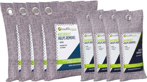 Breathe Green Bamboo Charcoal Air Freshener Bags 8 Pack Activated Charcoal Odor