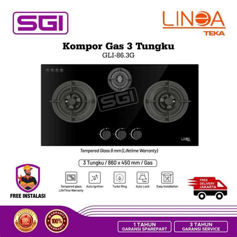 Jual LINEA By TEKA Kompor Tanam Gas GLI 86 3G AI AL Kompor Gas 3 Tungku