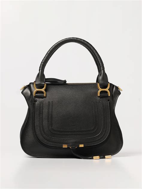 CHLOÉ Borsa Marcie Chloé in pelle a grana Nero Borsa A Spalla