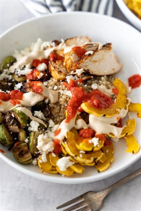 Honey Harissa Chicken Bowl With Fall Veggies The June Table