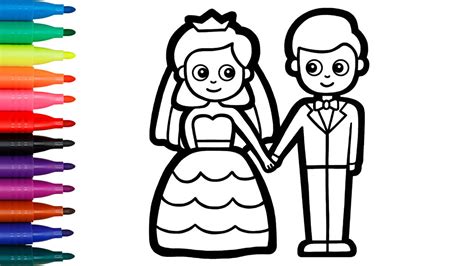 Menggambar Melukis Mewarnai Pengantin Pria Dan Wanita Untuk Anak