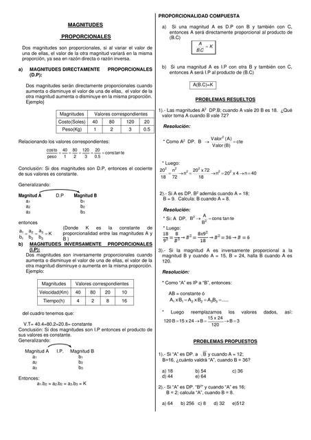 Magnitudes Y Proporcionales Bourne Rodriguez Zavaleta Udocz