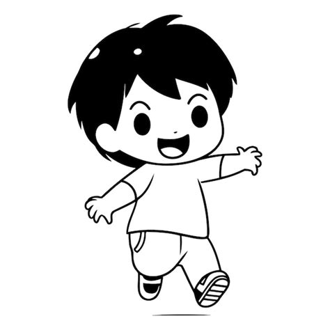 Niño corriendo aislado en fondo blanco 10 Vector Premium