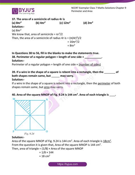 Ncert Exemplar Solutions For Class Maths Chapter Perimeter And Area