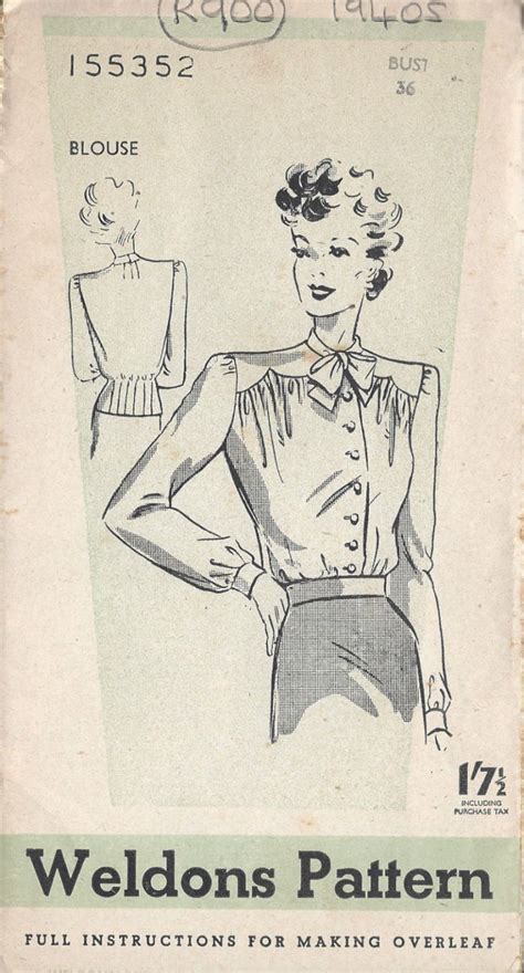 1940s Vintage Sewing Pattern B36 Blouse R900 The Vintage Pattern Shop