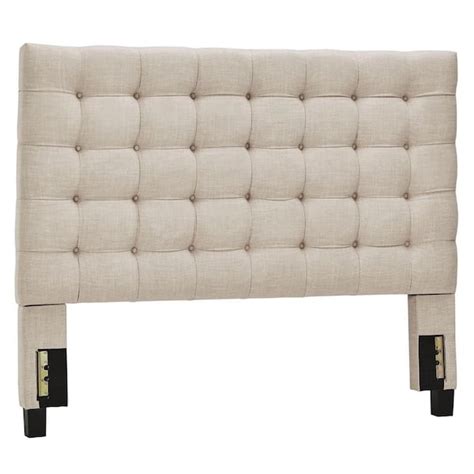 Homesullivan Beige Button Tufted Linen Full Upholstered Headboard