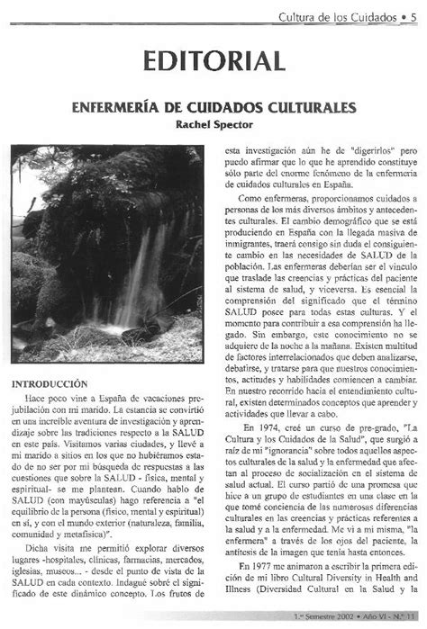 PDF Cultura De Los Cuidados 5 EDITORIAL 2016 8 20 Cultura De