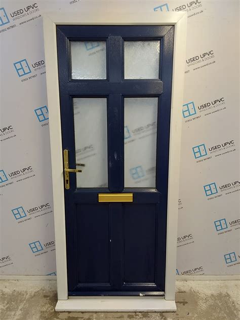 Used Dark Blue Upvc Front Door 900mm X 2070mm 0330 Used Upvc Windows