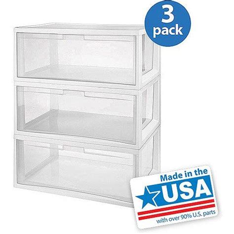 Sterilite 23758003 Large Tall Modular Drawer White Frame With Clear