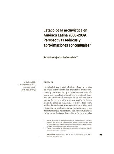 PDF Estado de la archivística en América Latina 2000 2009 bios que