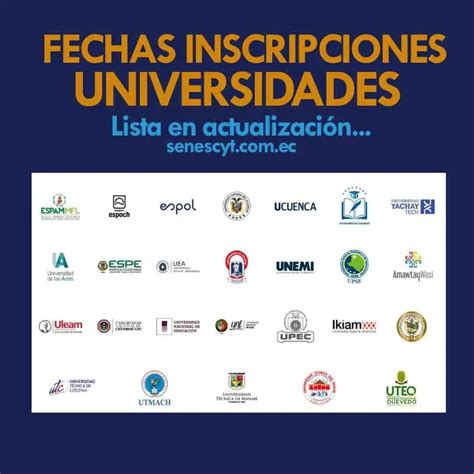 Fechas Confirmadas de Inscripción 2024 1S en Universidades y Escuelas