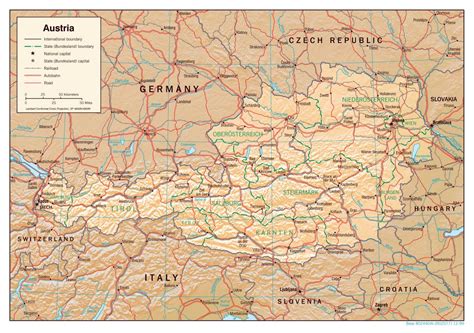 Large Detailed Political And Administrative Map Of Austria With Relief