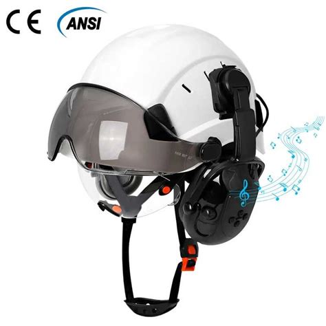 Construction Safety Helmet With Visor Upgraded Bluetooth Earmuffs For