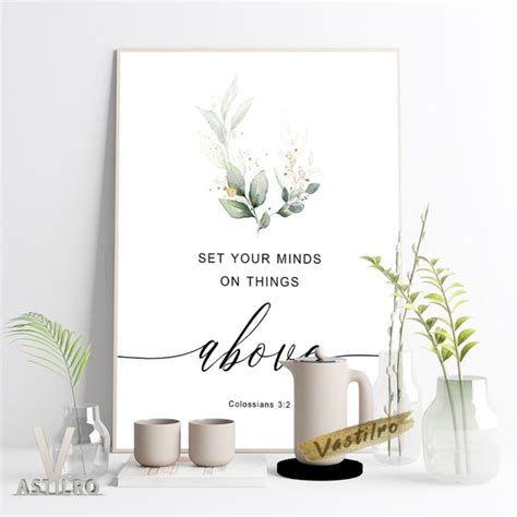 Colossians Set Your Minds On Things Above Bible Verse Watercolor Floral