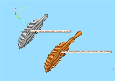 Feather Bypass Ring And Pendant Jewelry Set 3d Model Collection Cgtrader