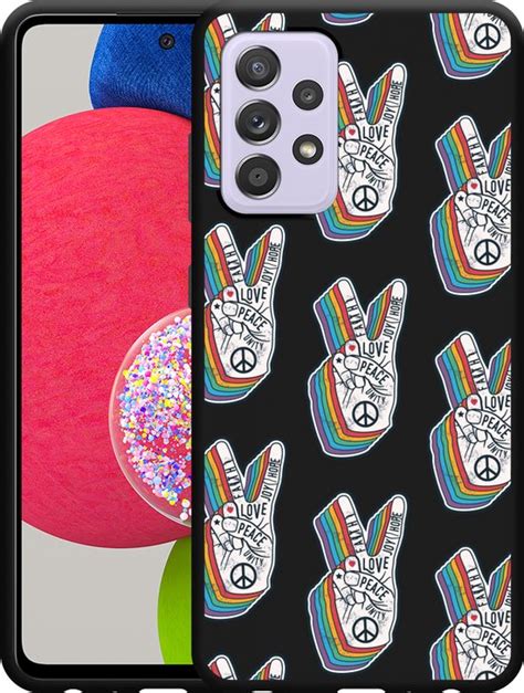 Galaxy A52 A52s Hoesje Zwart Love Peace Designed By Cazy Bol