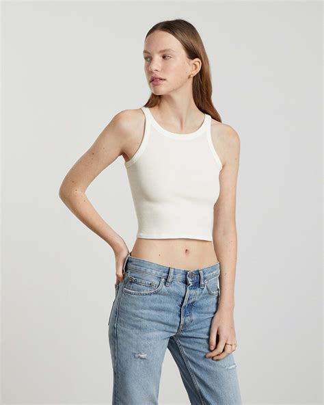 The Pima Micro Rib Short Tank White Everlane