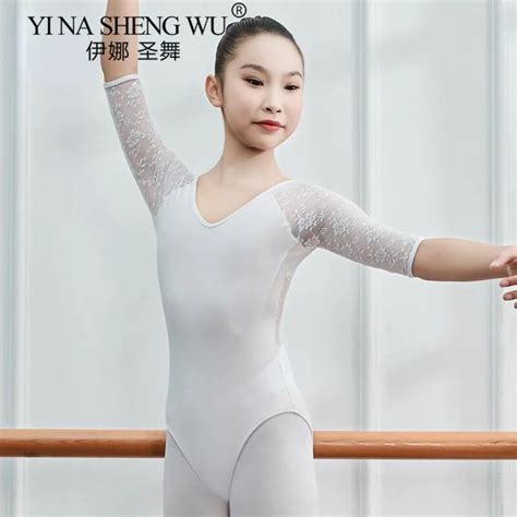 09m Girls Gymnastics Leotard Ballet Leotard Clothes Dancewear Bodysuits White Dance Leotards