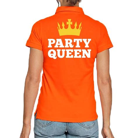 Koningsdag Poloshirt Polo T Shirt Party Queen Oranje Dames