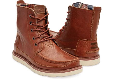 Brown Leather Mens Searcher Boots Toms