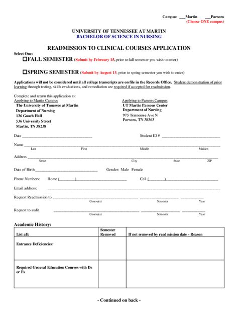 Fillable Online Readmission Application Application Form Fax Email Print Pdffiller