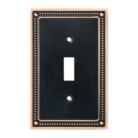 Switchplates Ii Collection Classic Beaded Single Toggle Wall Plate In Bronze With Copper