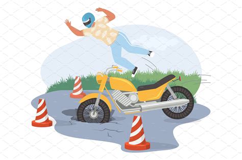 Motorcycle accident, vector | People Illustrations ~ Creative Market