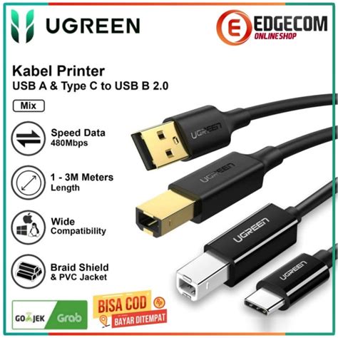 Jual UGREEN KABEL PRINTER USB 2 0 TYPE C TO USB B PRINTER ORIGINAL