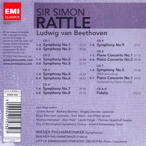 Simon Rattle Beethoven Complete Symphonies Piano Concerto 1and2