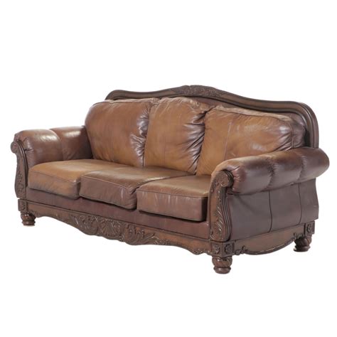 Ashley Furniture Leather Upholstered Sofa | EBTH