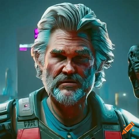 Kurt Russell As A Character In Cyberpunk 2077 On Craiyon