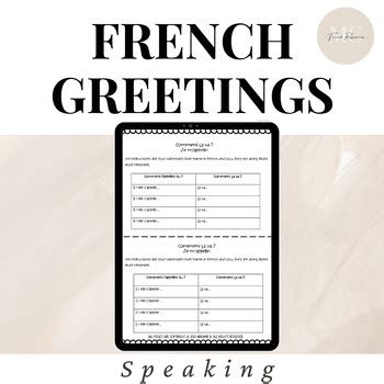 French Greetings Worksheet Comment t appelles tu et Comment ça va