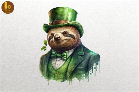 Gangster Sloth Saint Patrick's Day 2 By Mulew Art | TheHungryJPEG