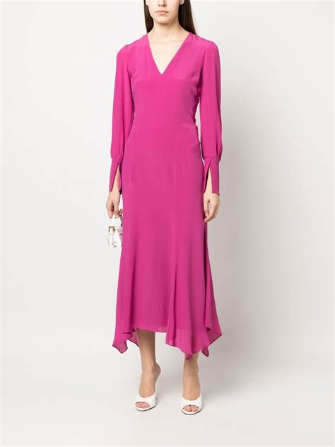 Patrizia Pepe Long Sleeve Silk Midi Dress Farfetch