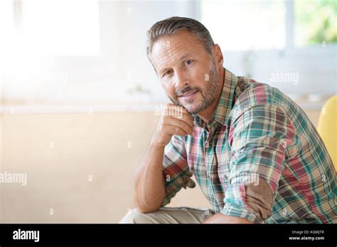 Mature Man Relaxing At Home Stock Photo Alamy