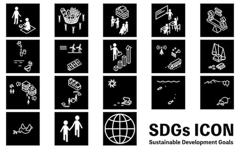 Premium Vector Sdgs Goals Square Icons Black And White Version