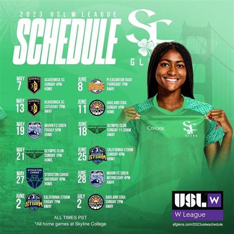 Sf Glens Announce Usl League Two W League Schedules