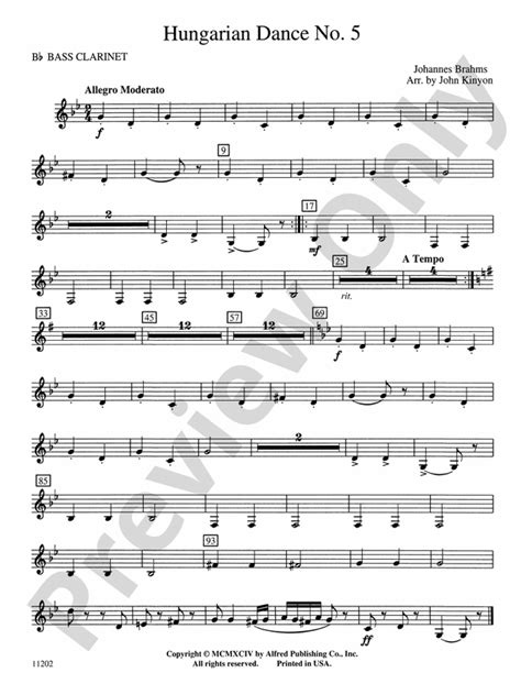 Hungarian Dance Clarinet Sheet