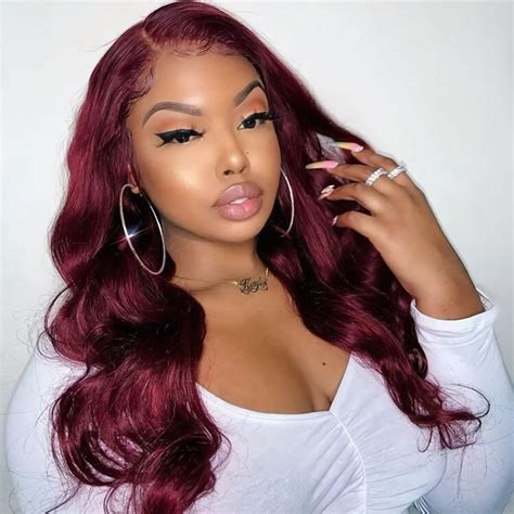 Isee Wear Go 99j Burgundy Color Pre Cut Lace Body Wave Glueless Wig