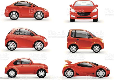 Set Of Different Red Car Icons Stock Illustration Download Image Now