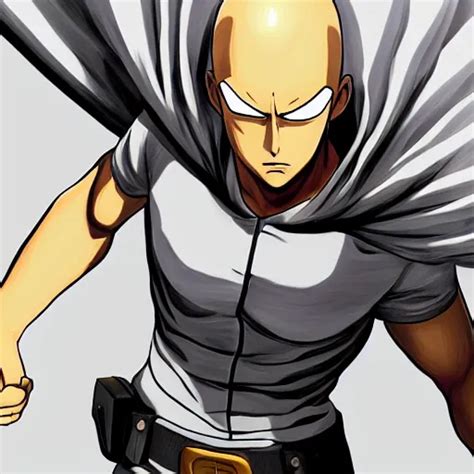 Handsome Saitama Half Body Shot Path Traced Fight Stable Diffusion