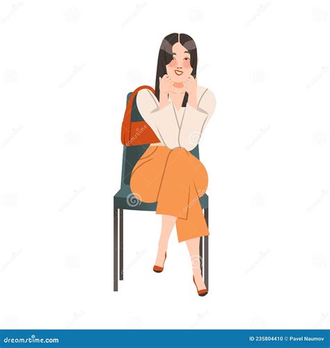 Woman Character Waiting in Queue or in Line for Beauty Salon Sitting on ...