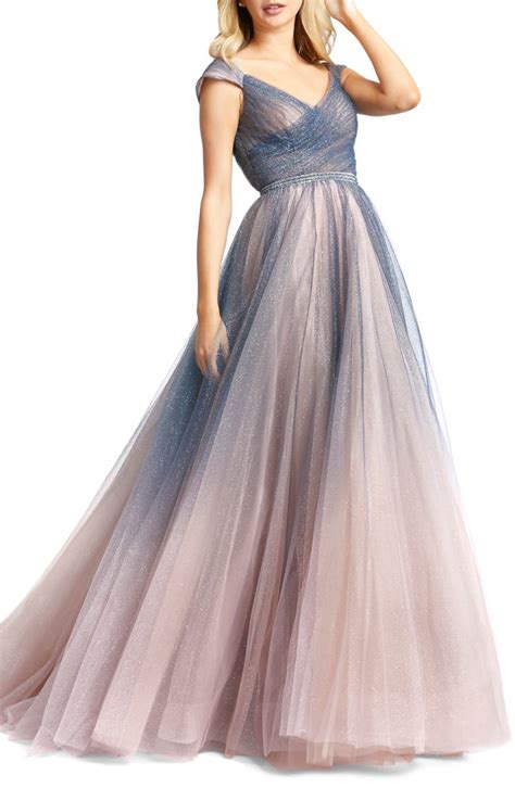 Mac Duggal Glitter Ombré Tulle Ballgown Nordstrom