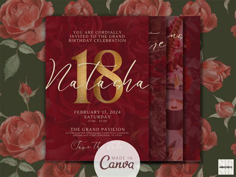 18th Birthday Invitation Card Template Full Editable Elegant Gold and ...