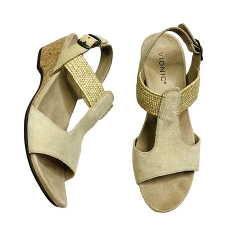 Vionic Suede Wedge Sandals Kaytie Beige New No Box... - Depop