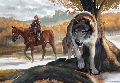 Bran Stark And The Wolf Art Luminos Game Of Thrones Horse Animal