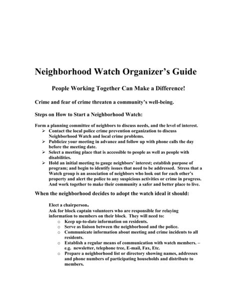 How Does A Neighborhood Watch Start