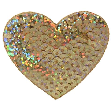 Gold Sequin Heart Applique Patch Iron On Etsy Embroidered Patches